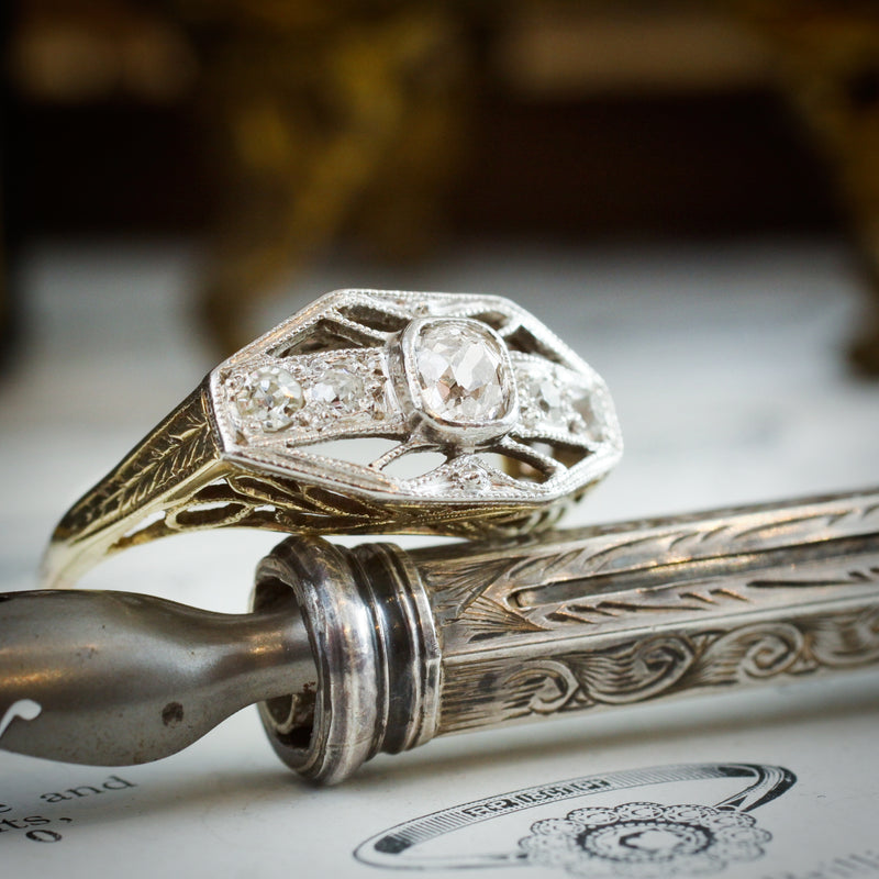 Intricately Detailed and Uniquely Beautiful Vintage Filigree Diamond Ring
