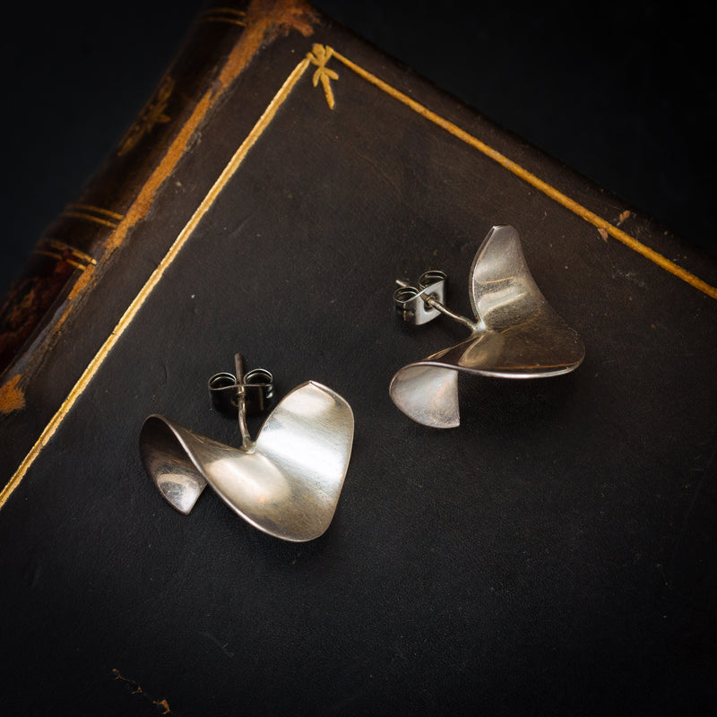 Vintage 1980's Silver Modernist Earrings
