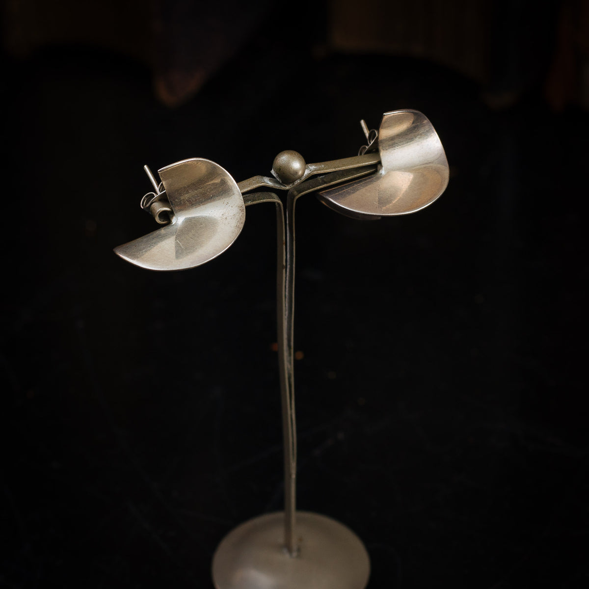 Vintage 1980's Silver Modernist Earrings