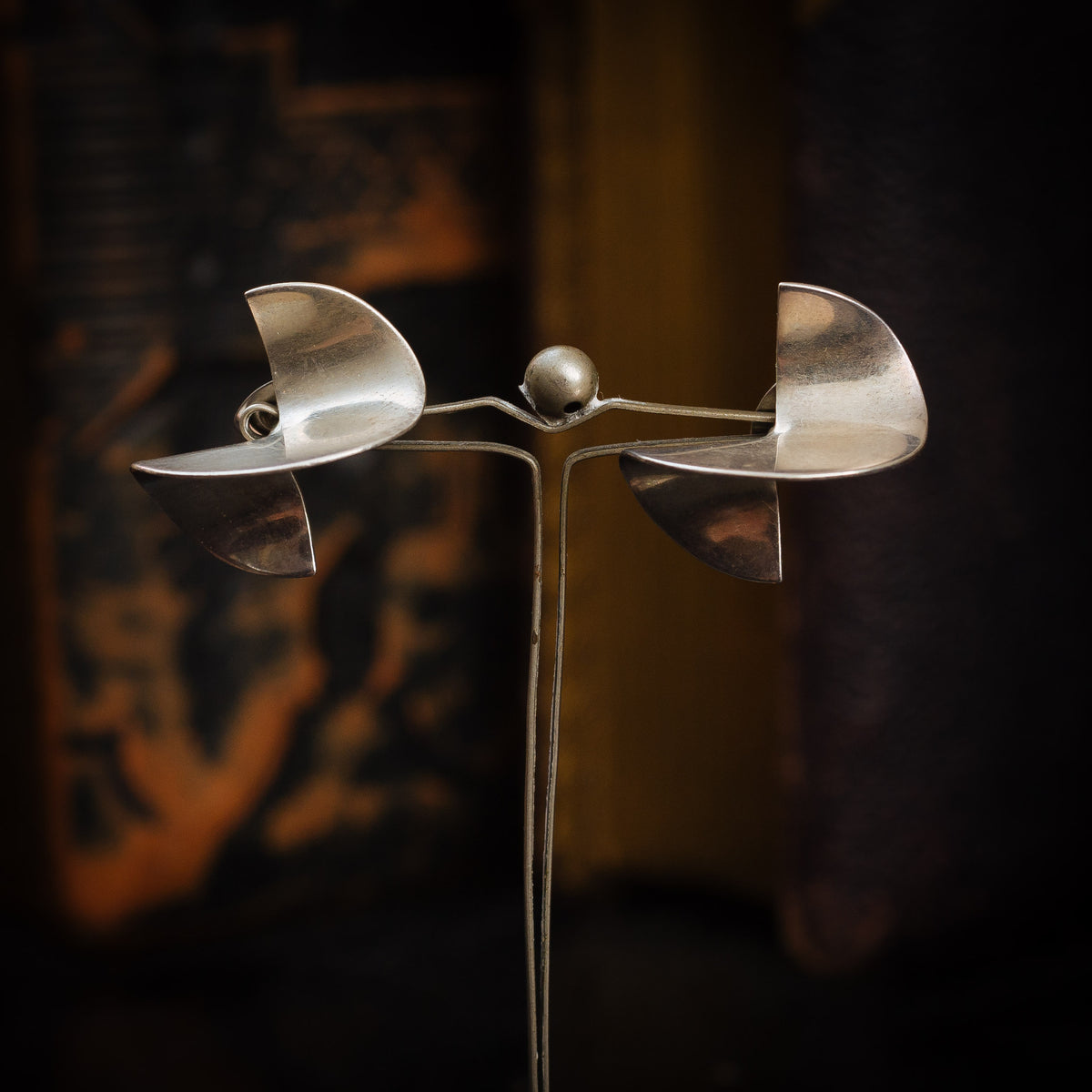 Vintage 1980's Silver Modernist Earrings