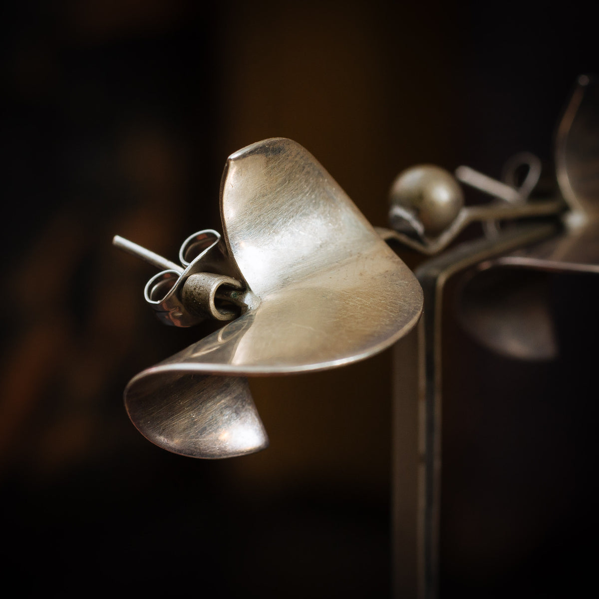 Vintage 1980's Silver Modernist Earrings