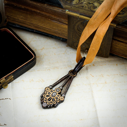 Antique Victorian Pique Tortoiseshell Pendant