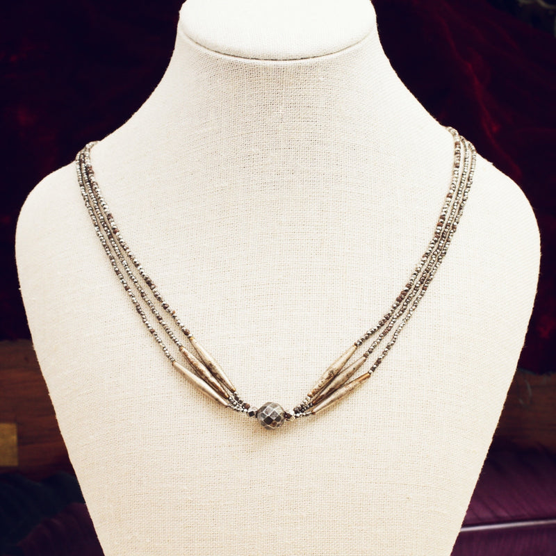 Dark Sparkle Vintage Cut Steel Bead Necklace