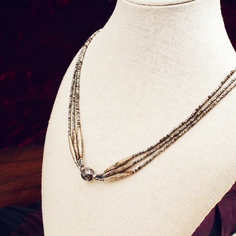 Dark Sparkle Vintage Cut Steel Bead Necklace