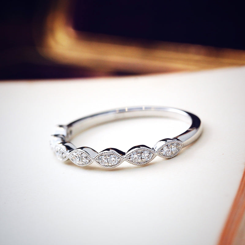 Vintage Style White Gold Diamond Band