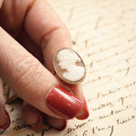 Romantic Antique Edwardian Portrait Shell Cameo Ring