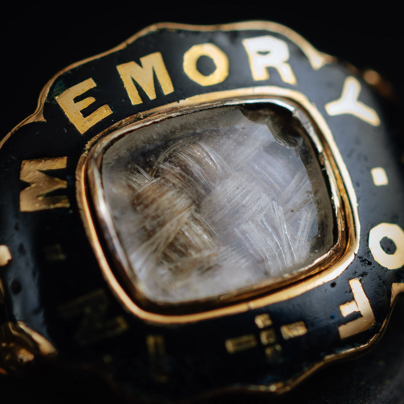 Sentimental Antique Victorian Date 1857 Enamelled Mourning Ring