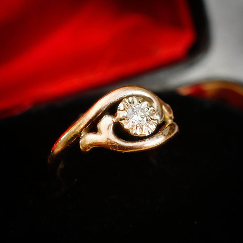 Especially Pretty Vintage Gold Twist Diamond Ring