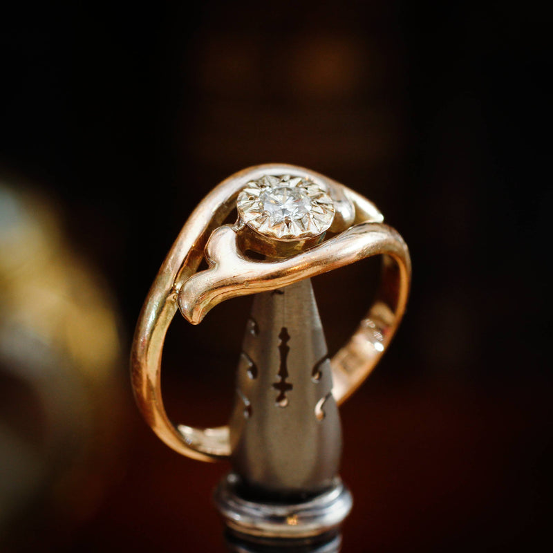Especially Pretty Vintage Gold Twist Diamond Ring