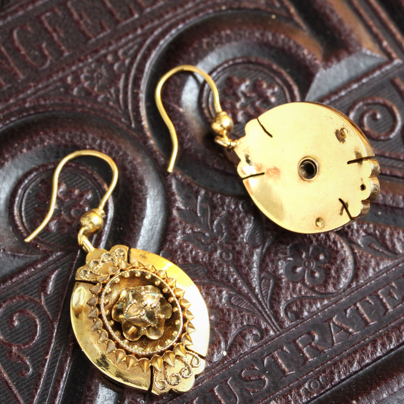 Etruscan Inspired Victorian 15ct Gold Earrings