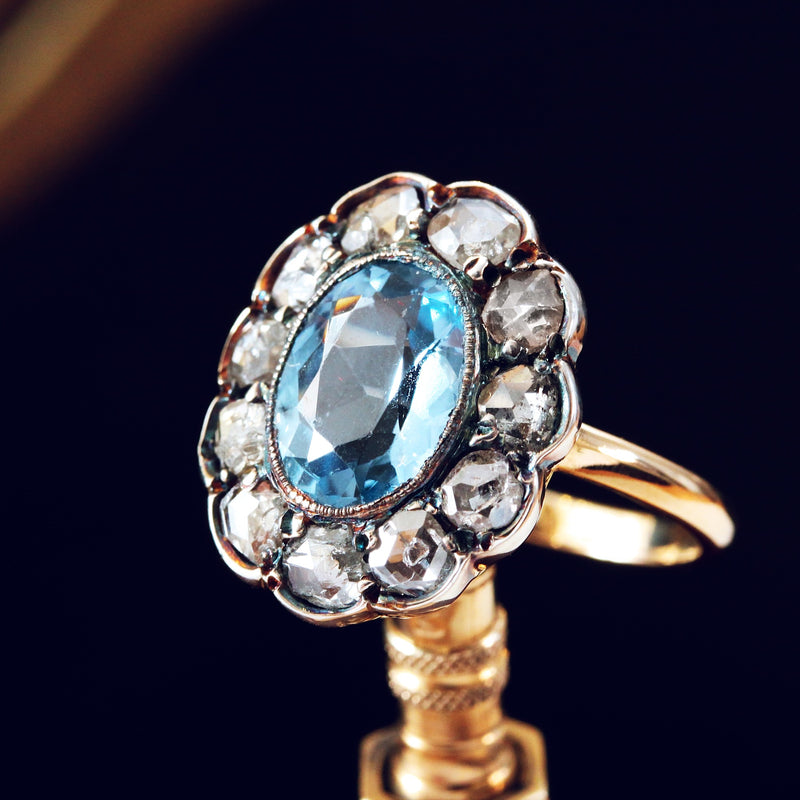 Antique Spinel and Diamond Cluster Ring