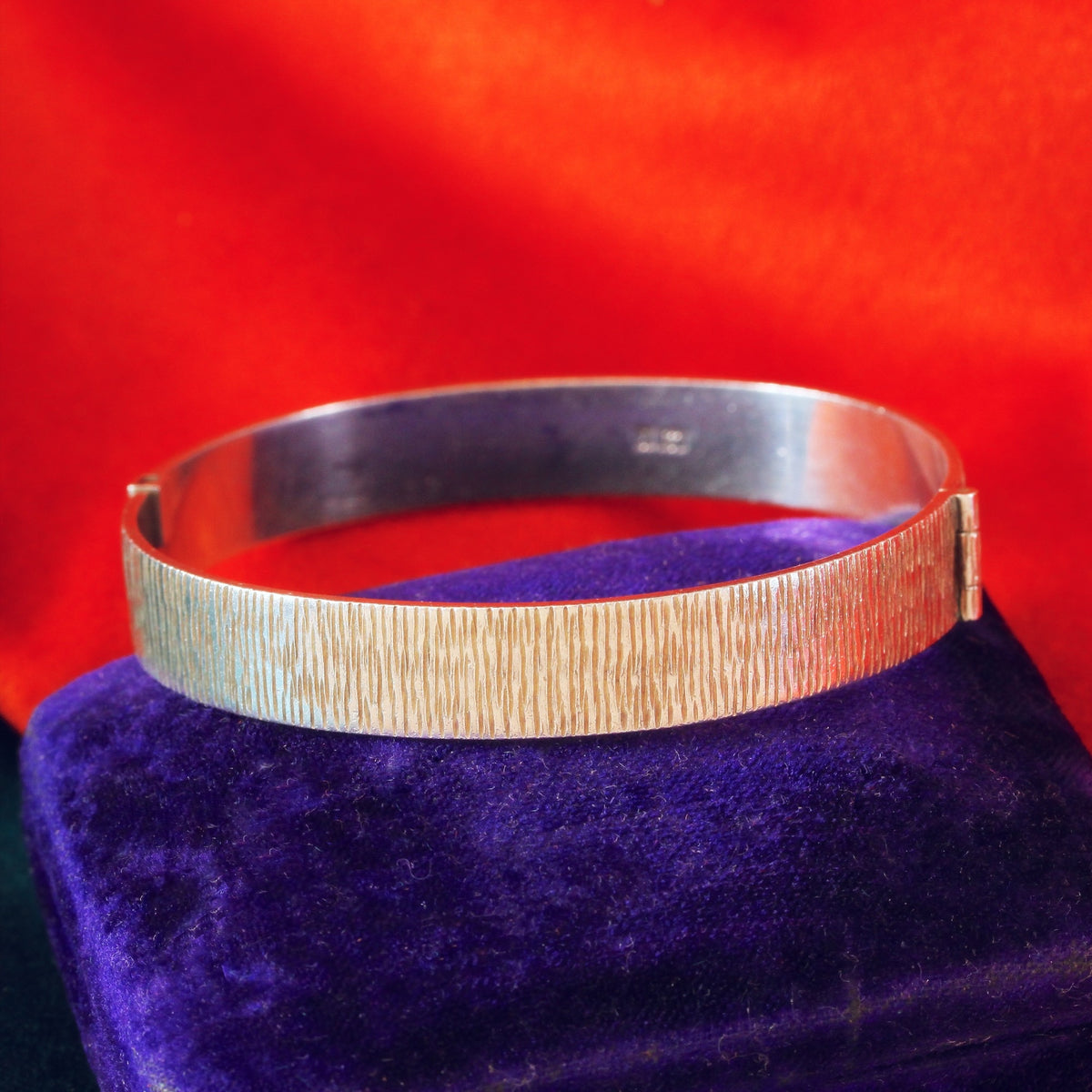 Statement Date 1973 Bark Effect Silver Bangle