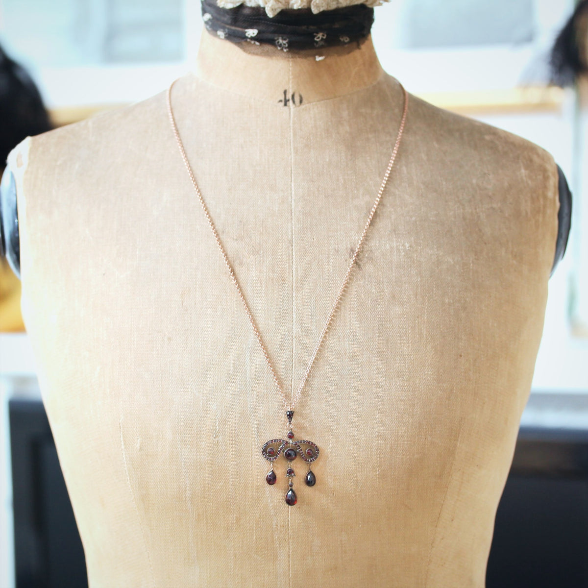 Vintage Rose Cut Bohemian Garnet Pendant
