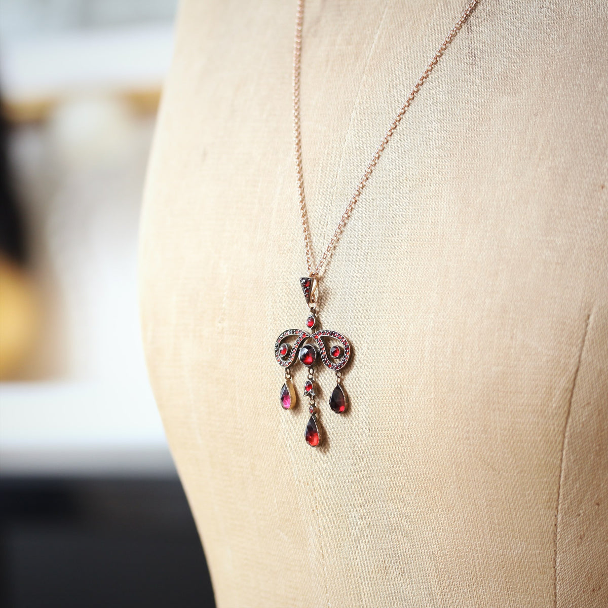 Vintage Rose Cut Bohemian Garnet Pendant