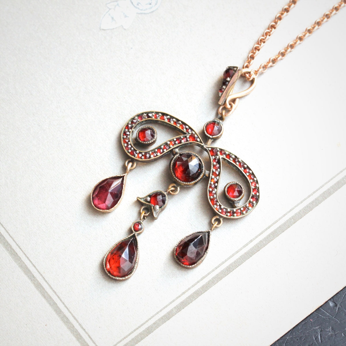 Vintage Rose Cut Bohemian Garnet Pendant