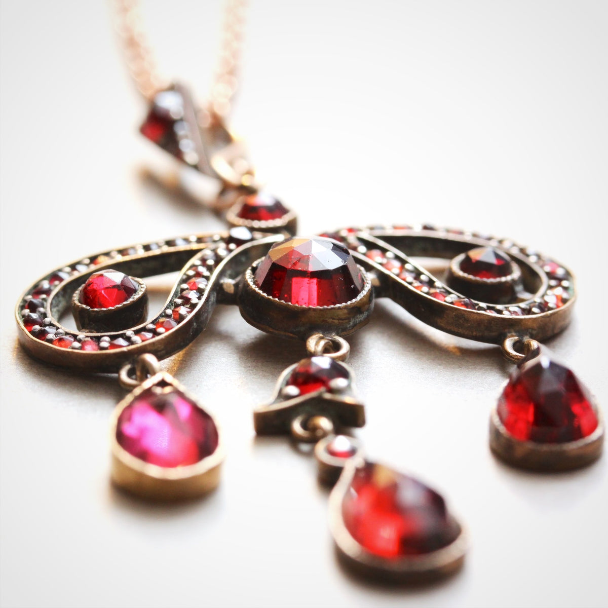 Vintage Rose Cut Bohemian Garnet Pendant