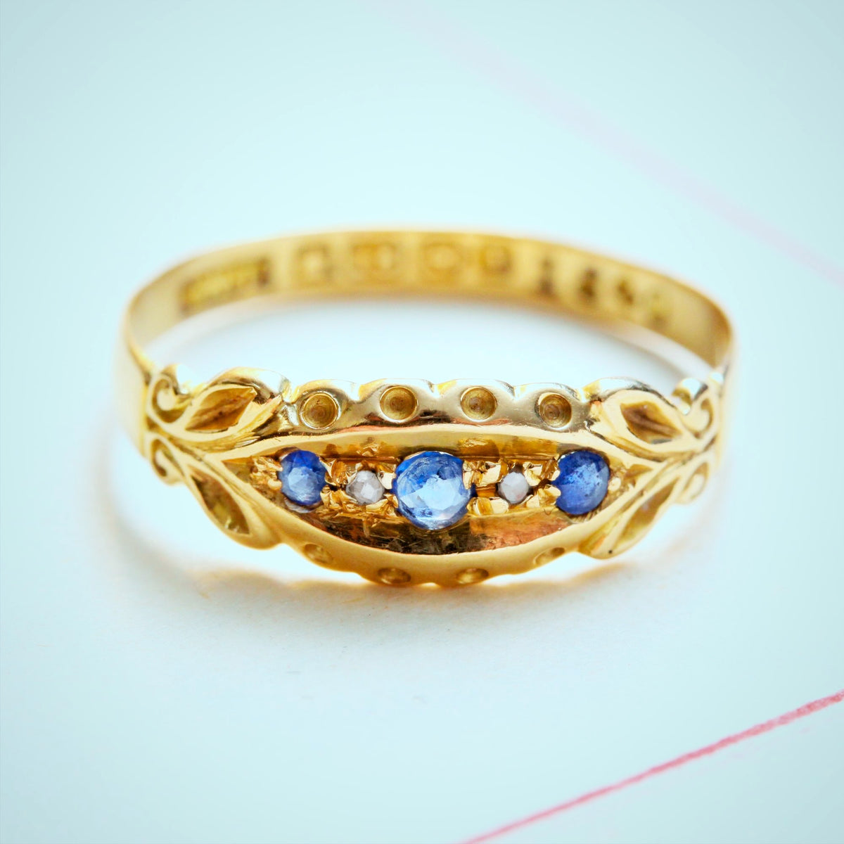 Date 1908 18ct Gold Sapphire & Diamond Ring