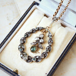 Antique Victorian Diamond & Emerald Garland Pendant