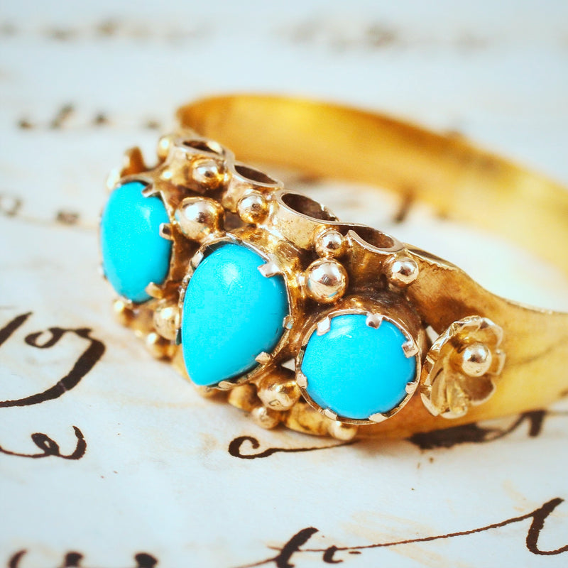 Fine Antique Mid Victorian Persian Turquoise Ring