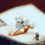 Antique Art Nouveau Natural Pearl & Diamond Ring