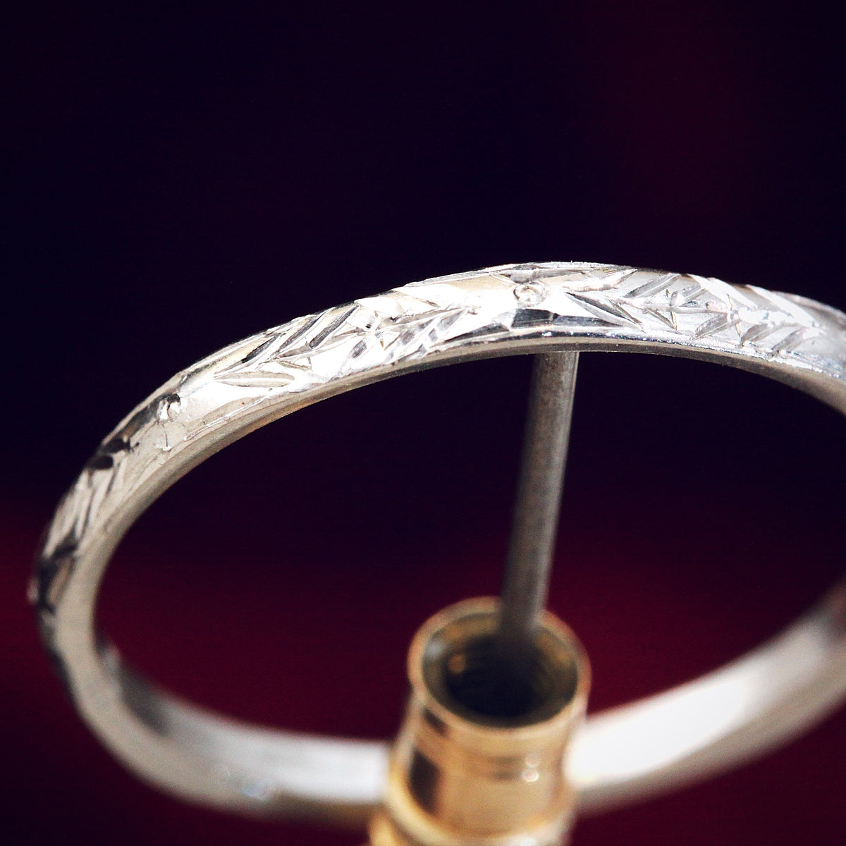 Hand Engraved Vintage Platinum Wedding Band