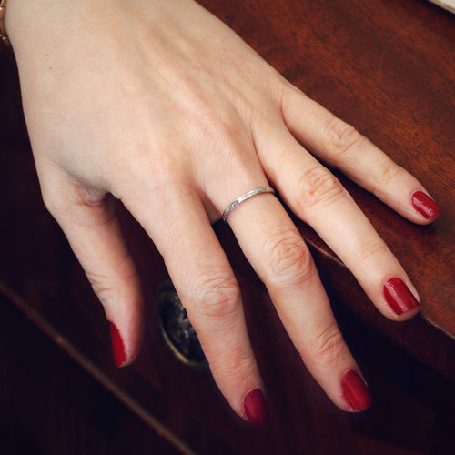 Hand Engraved Vintage Platinum Wedding Band