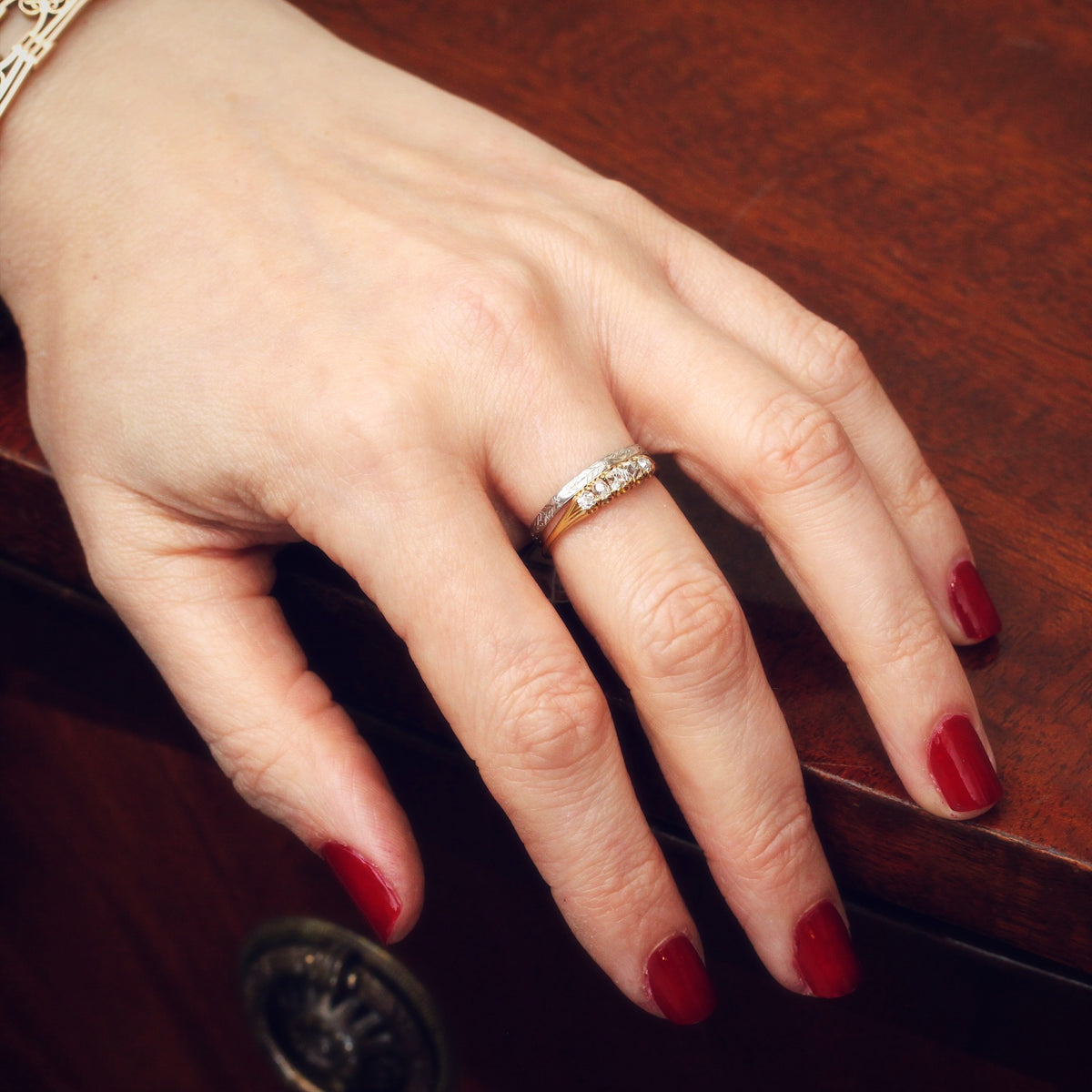Hand Engraved Vintage Platinum Wedding Band