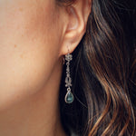 Vintage Mystical Emerald Marcasite Drop Earrings