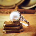An Ethereal Antique Mabe Pearl & Diamond Dress Ring