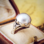 Antique Mabe Pearl & Diamond Dress Ring