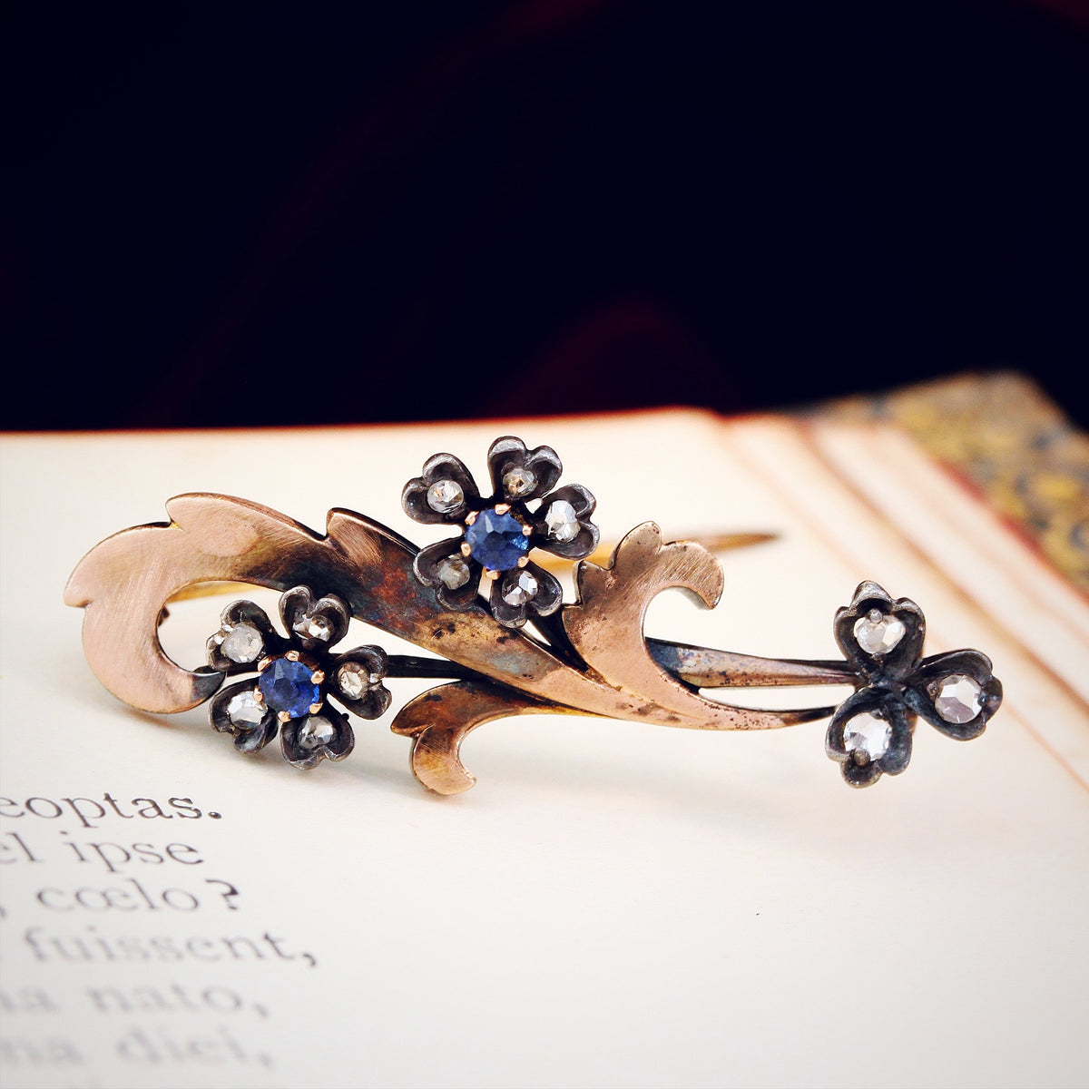 Victorian Diamond & Sapphire Garland Brooch