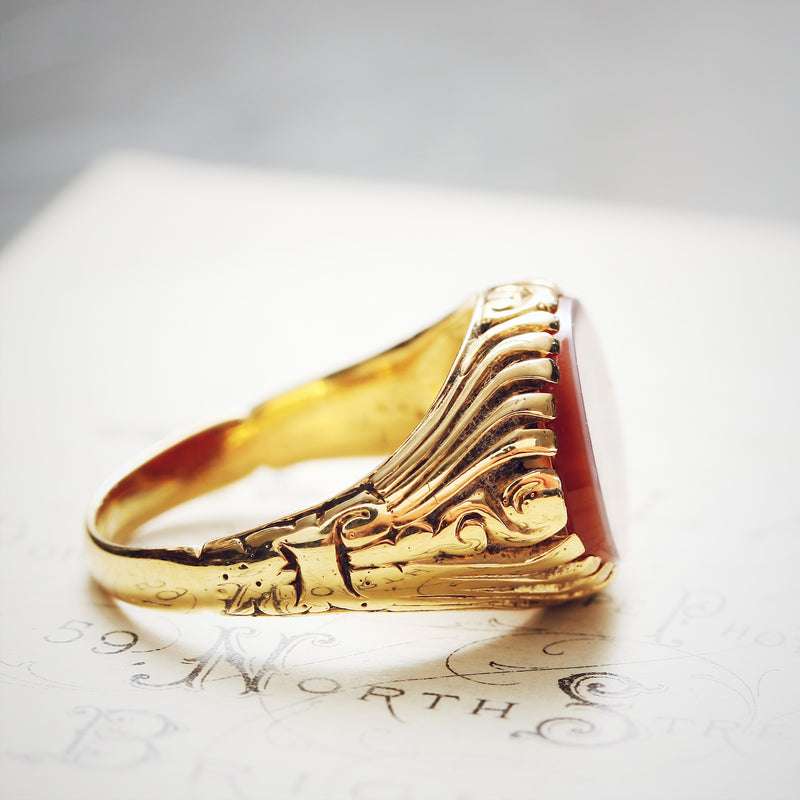 Fancy Antique Sardonyx Seal Signet Ring