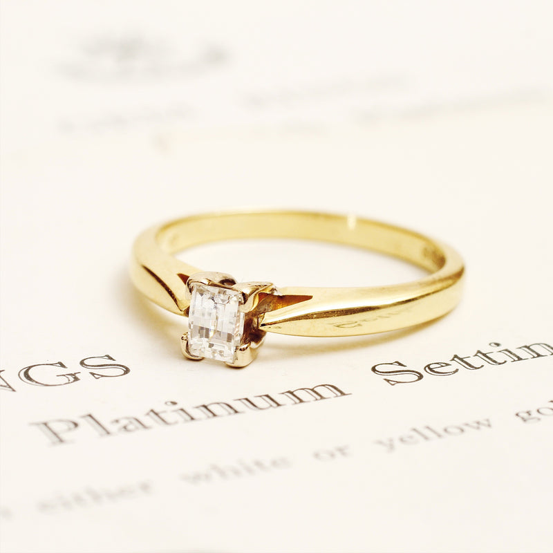 Fine Millenium Cut Diamond Engagement Ring