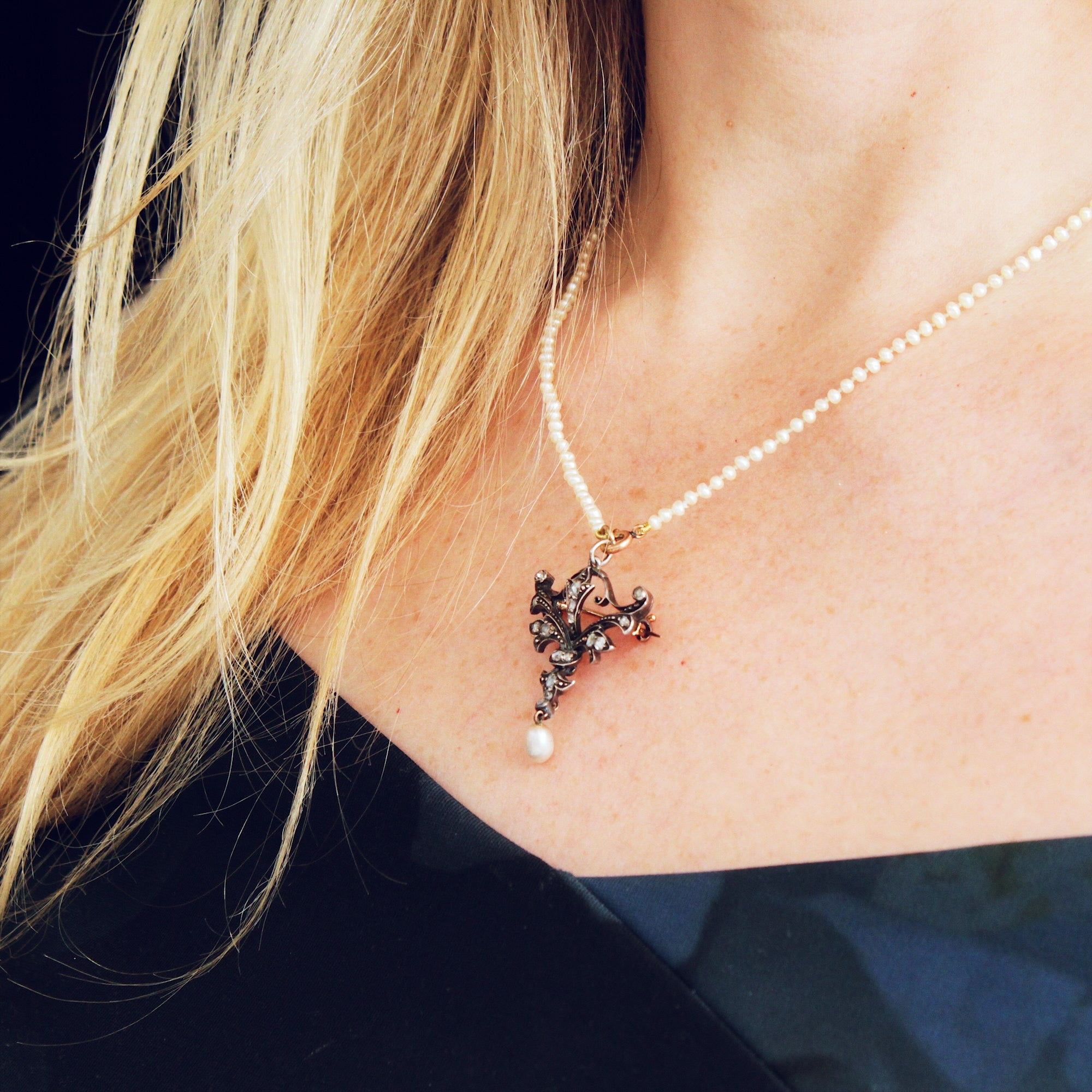 Antique diamond clearance necklace for sale