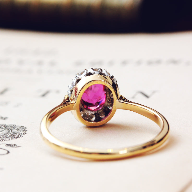 Perfect Harmony Vintage Ruby & Diamond Cluster Ring
