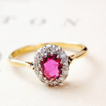 Perfect Harmony Vintage Ruby & Diamond Cluster Ring