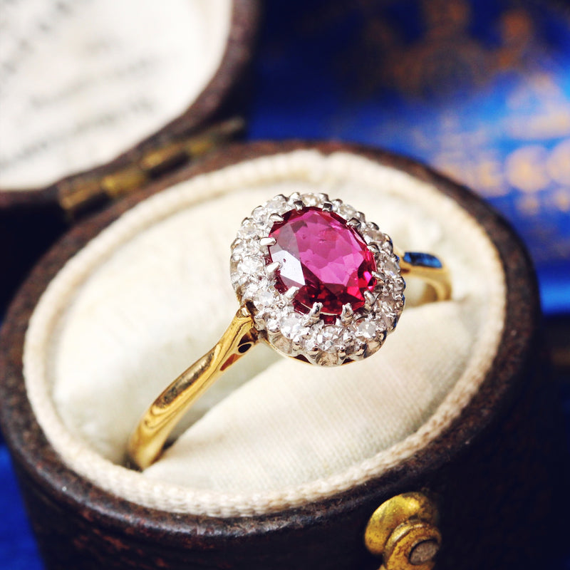 Vintage Ruby & Diamond Cluster Ring