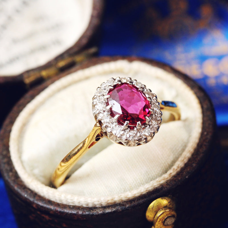 Ruby and shop diamond cluster ring