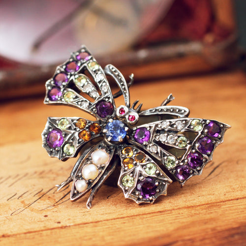 Late Victorian Gemset Butterfly Brooch