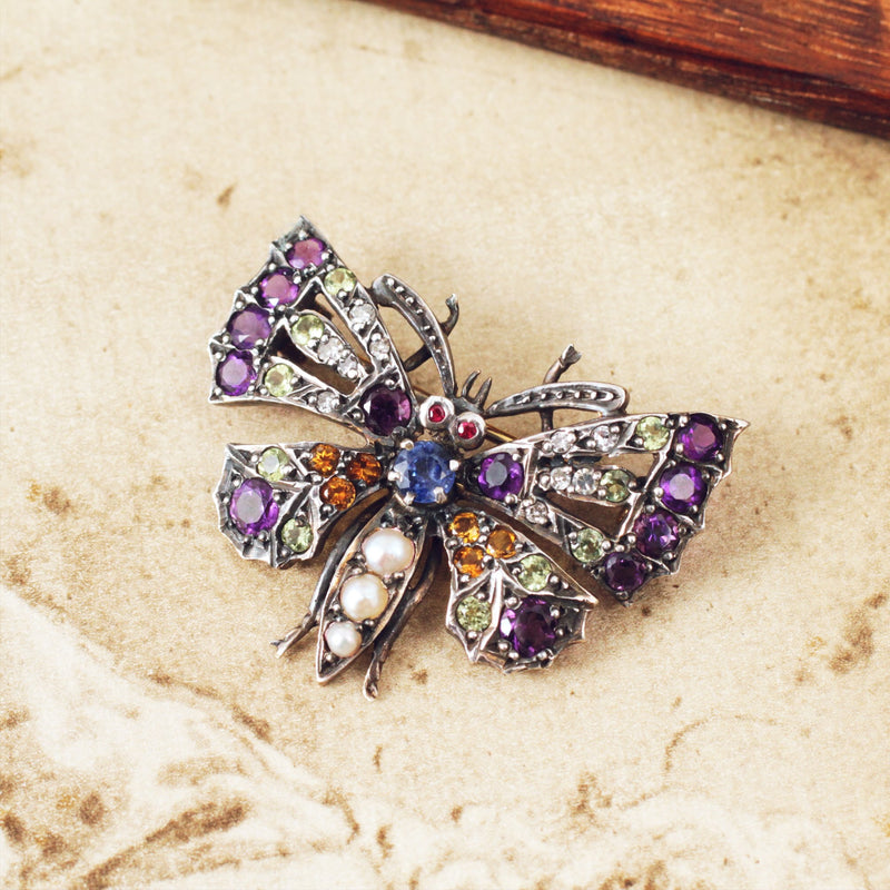 Late Victorian Gemset Butterfly Brooch