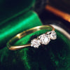 Vintage Hand Cut Diamond Trilogy Engagement Ring