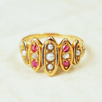 Loveliest Antique Victorian Ruby, Diamond & Pearl Ring