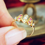 Loveliest Antique Victorian Ruby, Diamond & Pearl Ring