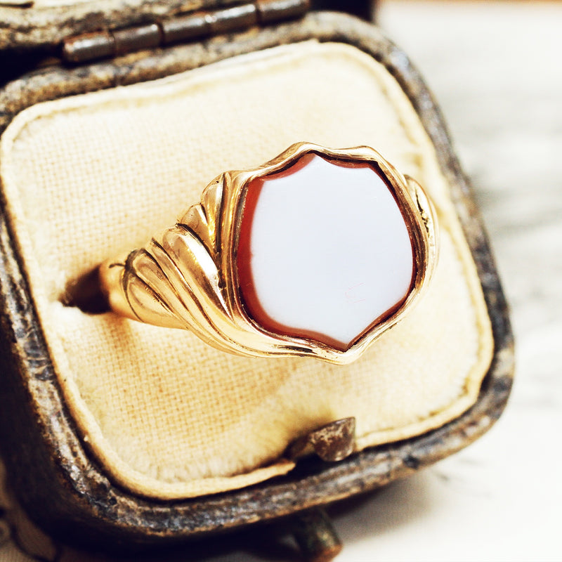 Date 1855 Sardonyx Shield Signet Ring