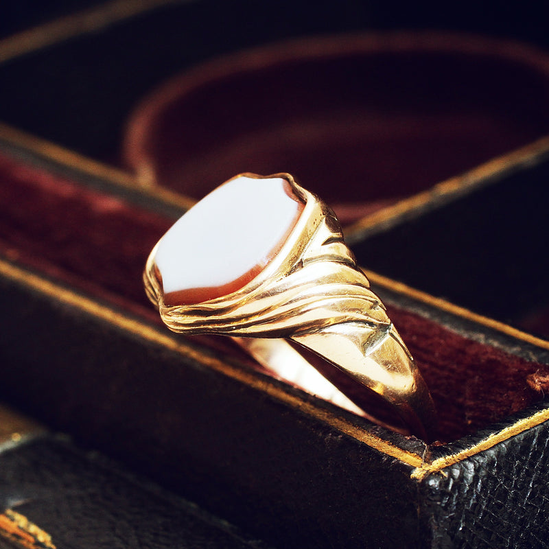 Date 1854 Sardonyx Shield Signet Ring