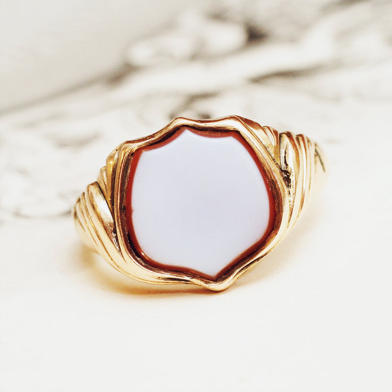 Date 1854 Sardonyx Shield Signet Ring