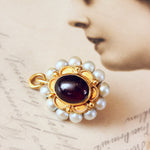 Antique Cabochon Garnet & Pearl Pendant