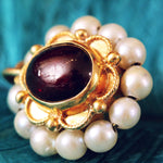 Antique Cabochon Garnet & Pearl Pendant