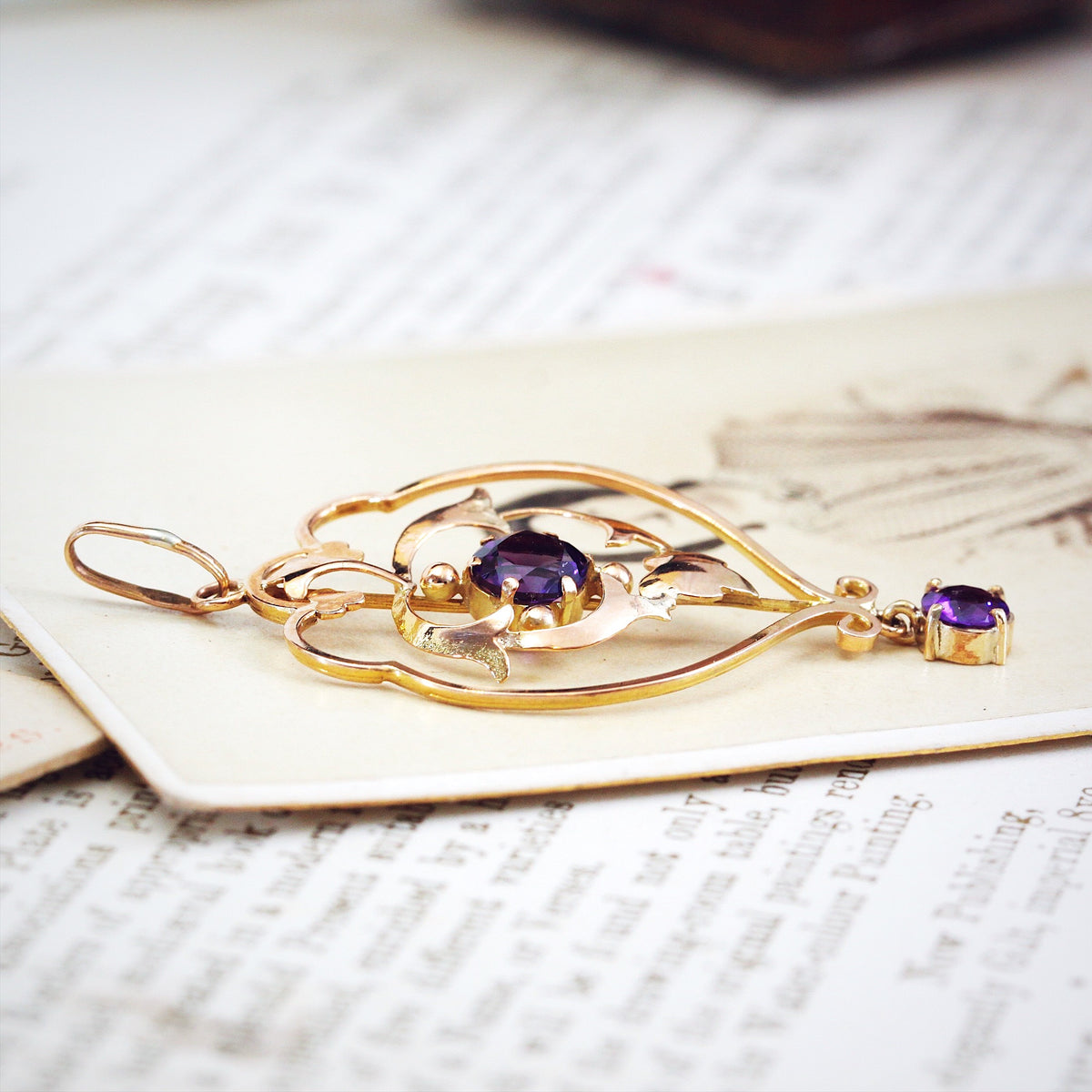 Antique Art Nouveau Amethyst Pendant