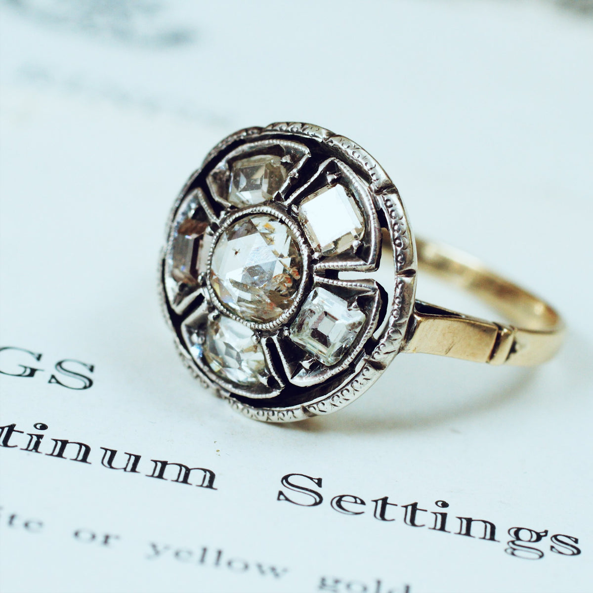 Unique!! Table Cut Diamond Rosette Cluster